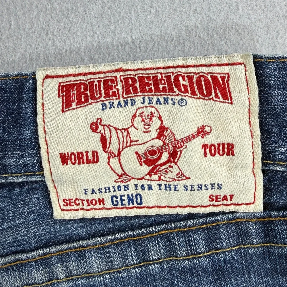 Vintage True Religion Geno Jean Men 34 Medium Wash Selvedge Denim Button Fly USA